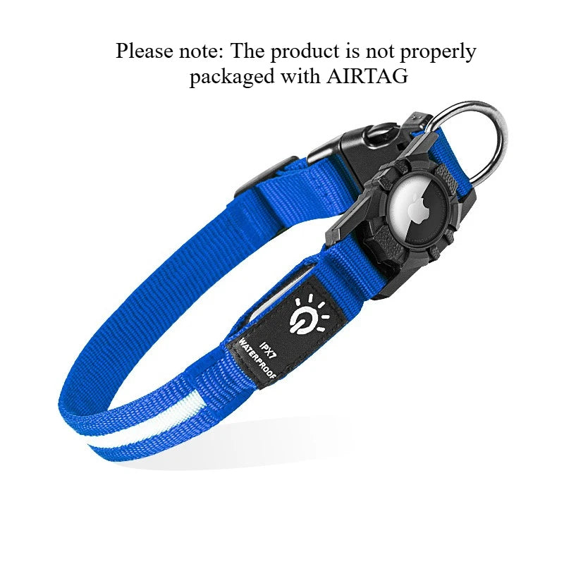 LED Dog Collar with AirTag Holder